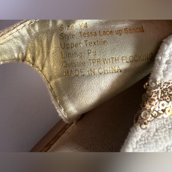 Joyfolie Tessa lace up sandals with Gold accents Size Y4 - Picture 15 of 15